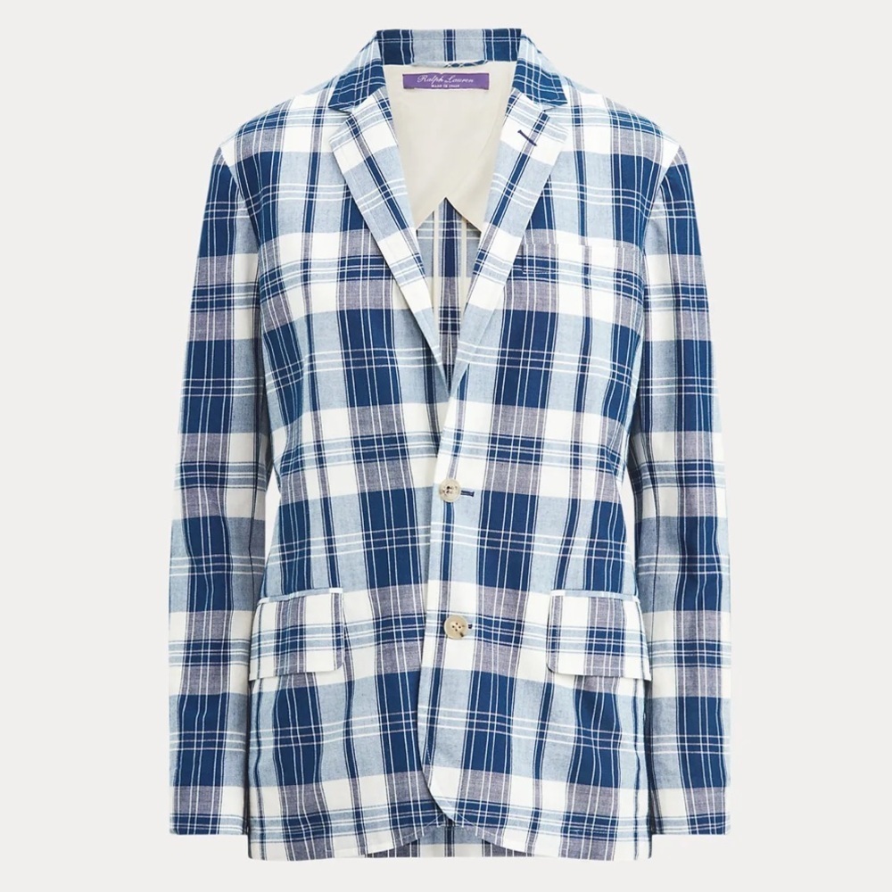 Ralph Lauren Collection Ruthie Plaid Cotton Madras Jacket Blazer size 12 NWT